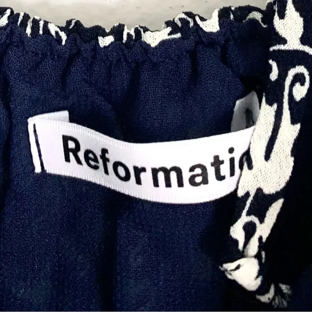 REFORMATION Floral Long Sleeve Smocked Top